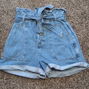 Zara Paper Bag High Waist Belted Women Shorts Size 4